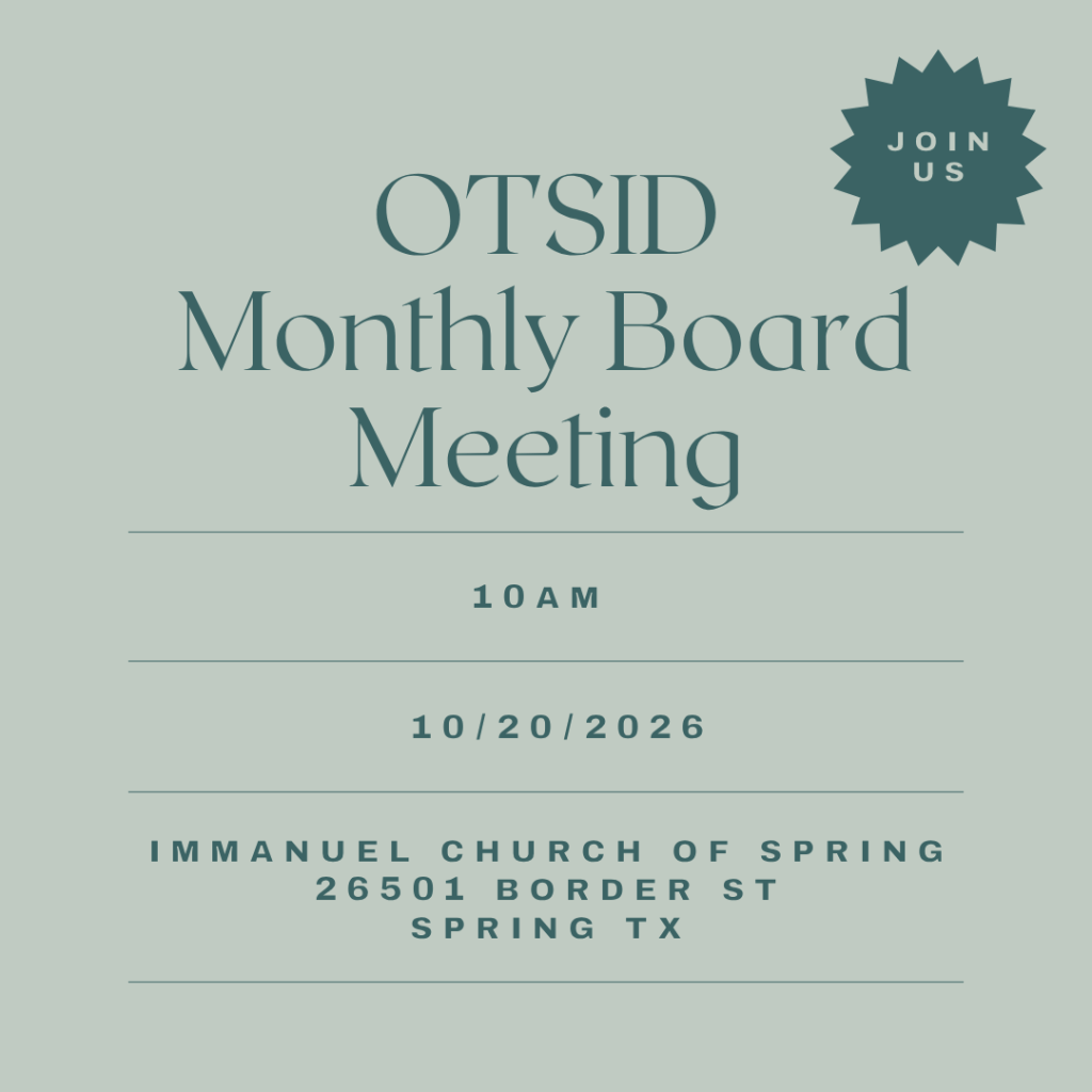 October Board meeting 10/20/2026 at Immanuel Church in Spring